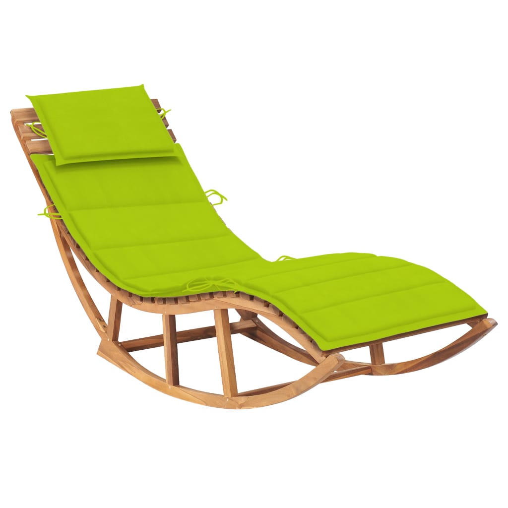 vidaXL Rocking Sun Lounger with Cushion Solid Teak Wood