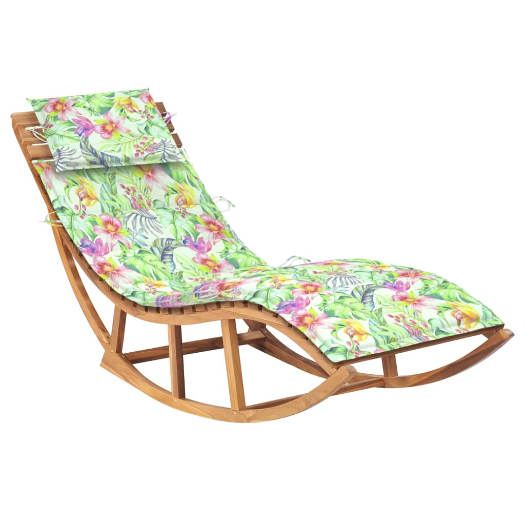 vidaXL Rocking Sun Lounger with Cushion Solid Teak Wood