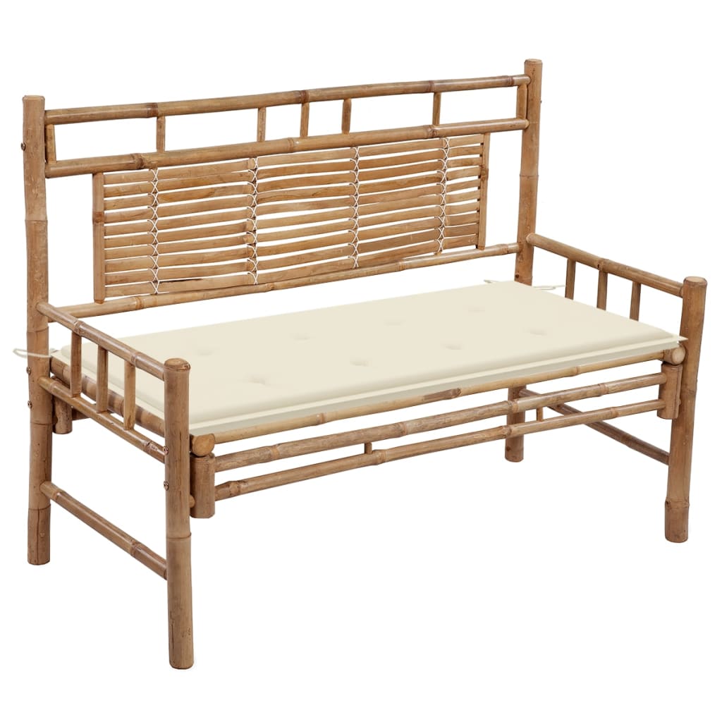 vidaXL Patio Bench with Cushion 47.2" Bamboo