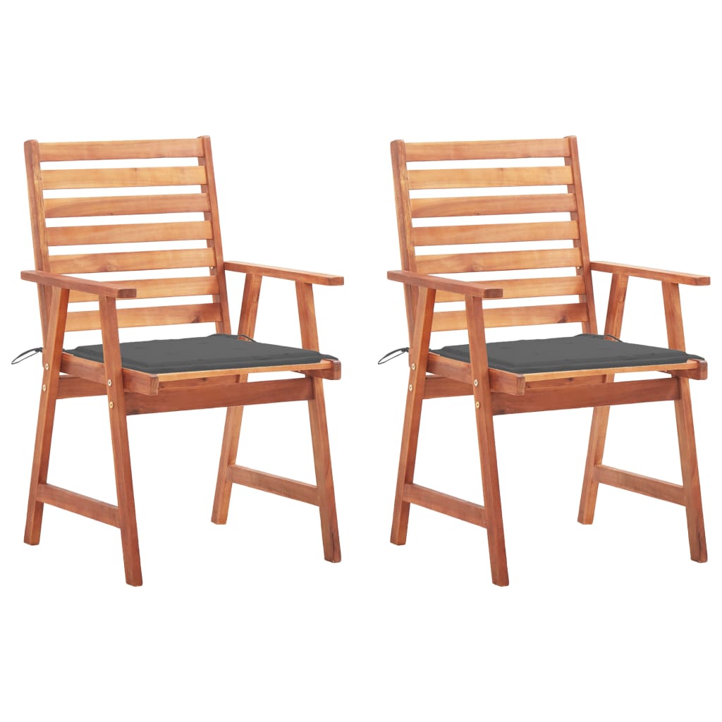 vidaXL Patio Dining Chairs 2 pcs with Cushions Solid Acacia Wood