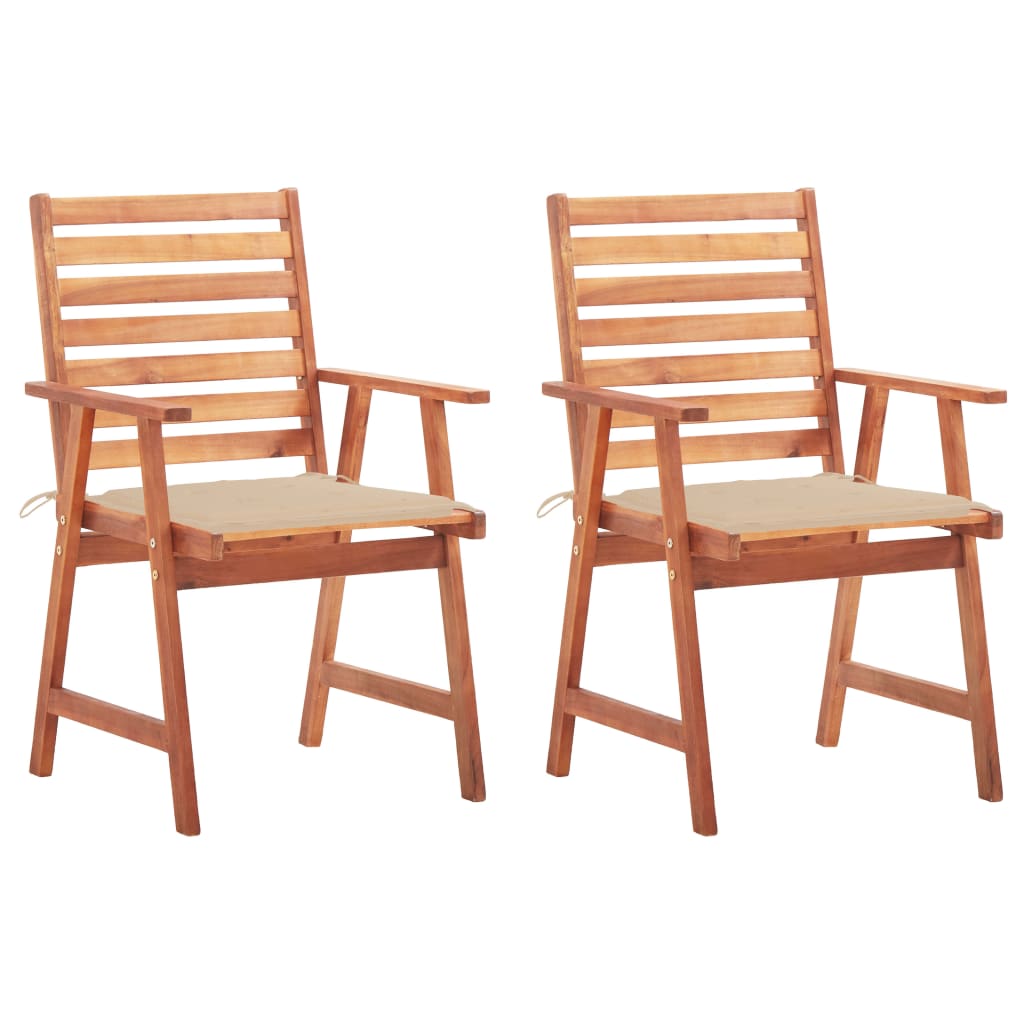 vidaXL Patio Dining Chairs 2 pcs with Cushions Solid Acacia Wood