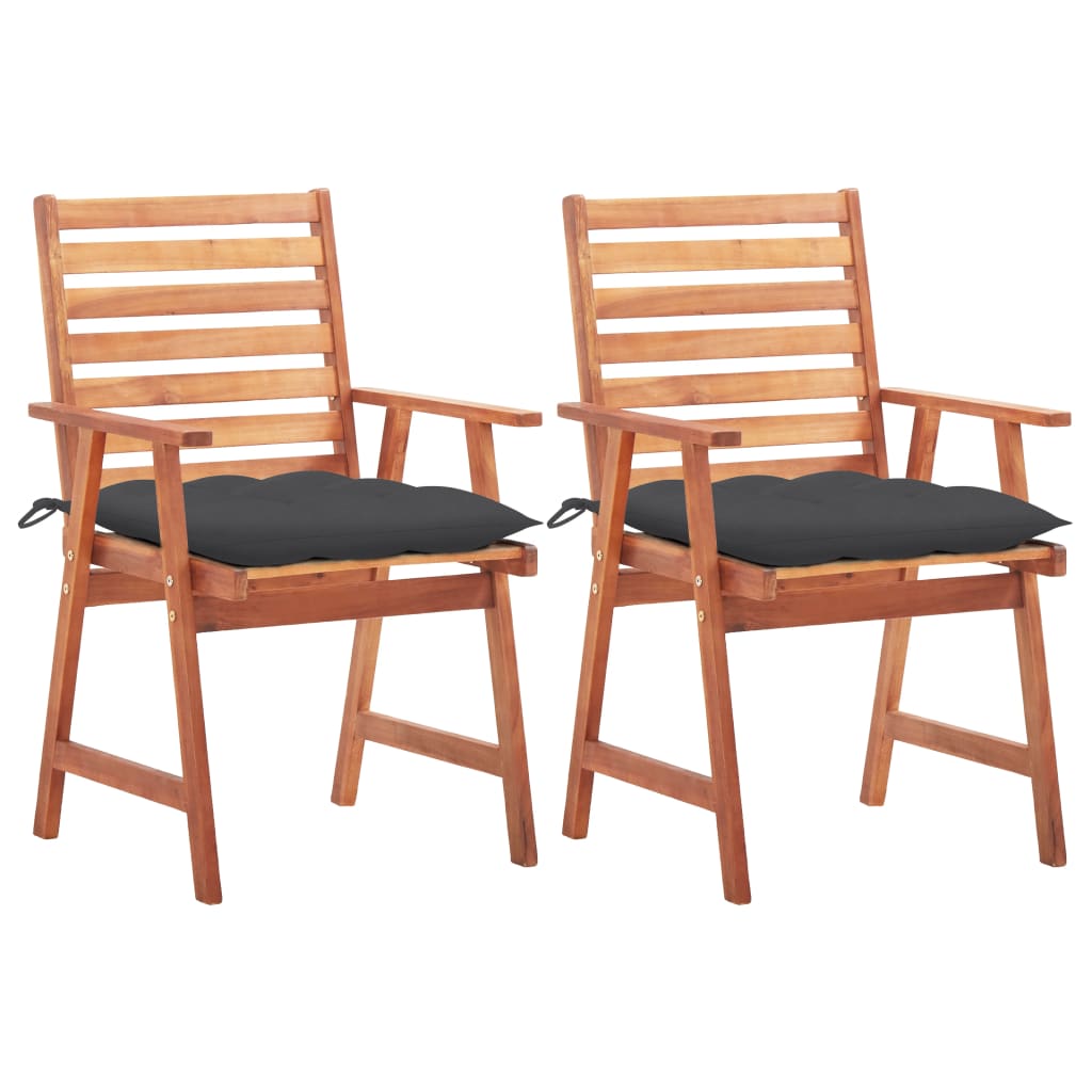 vidaXL Patio Dining Chairs 2 pcs with Cushions Solid Acacia Wood