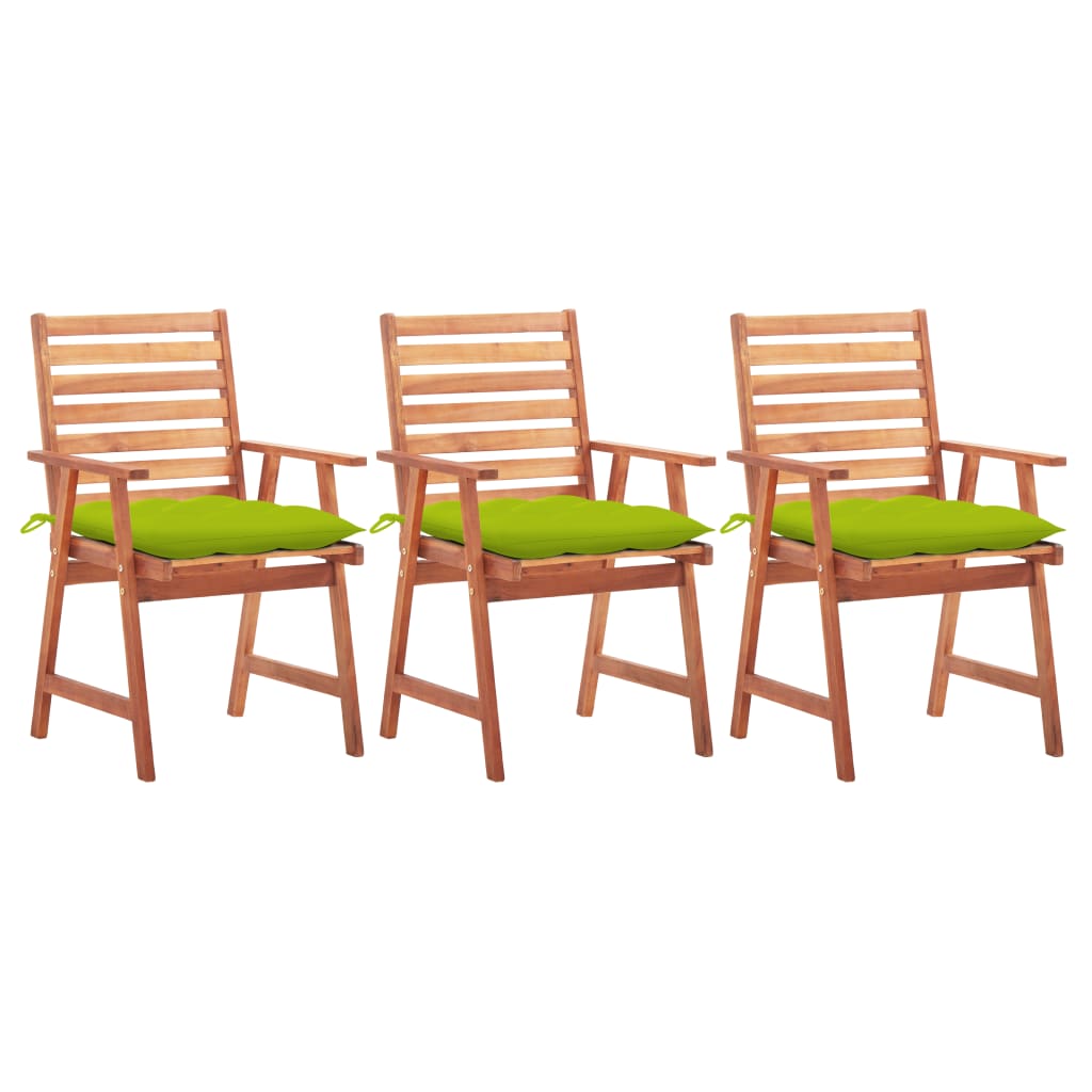 vidaXL Patio Dining Chairs 3 pcs with Cushions Solid Acacia Wood