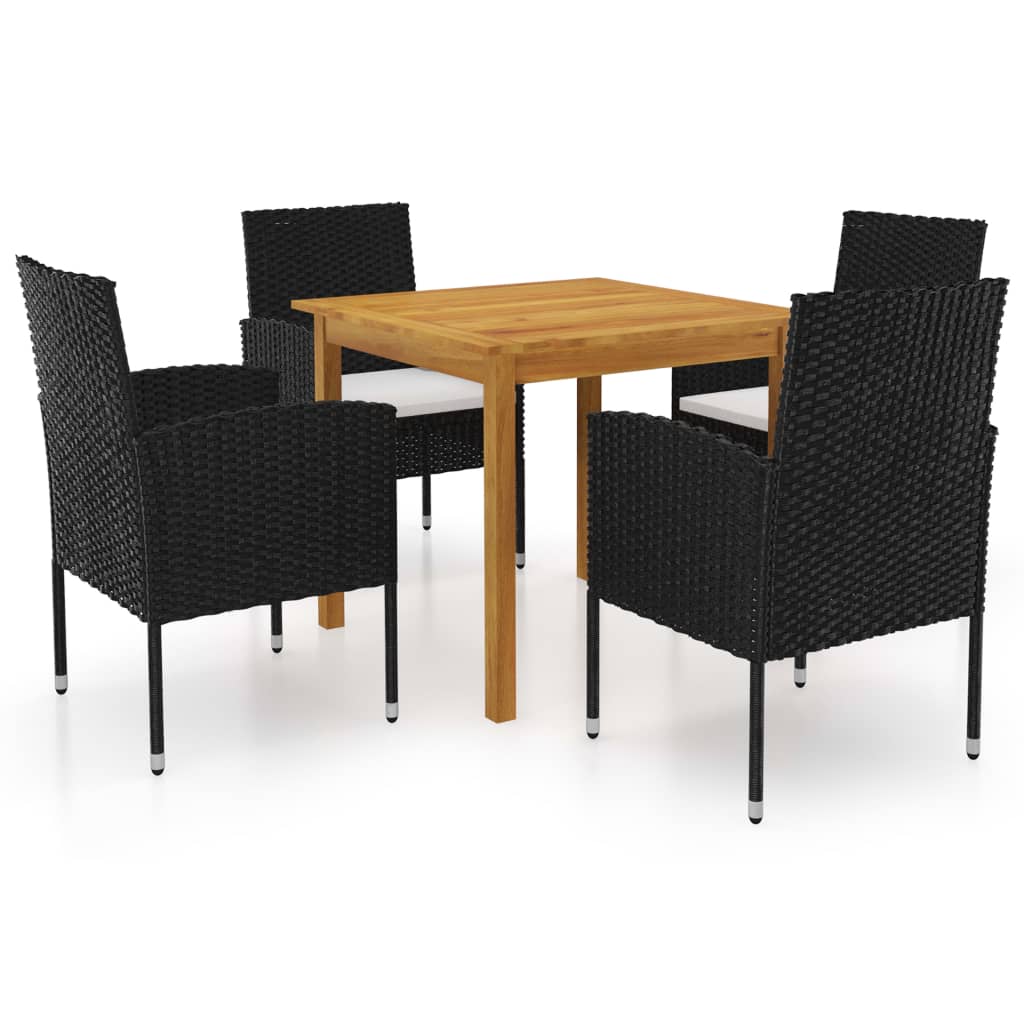 vidaXL 5 Piece Patio Dining Set Black