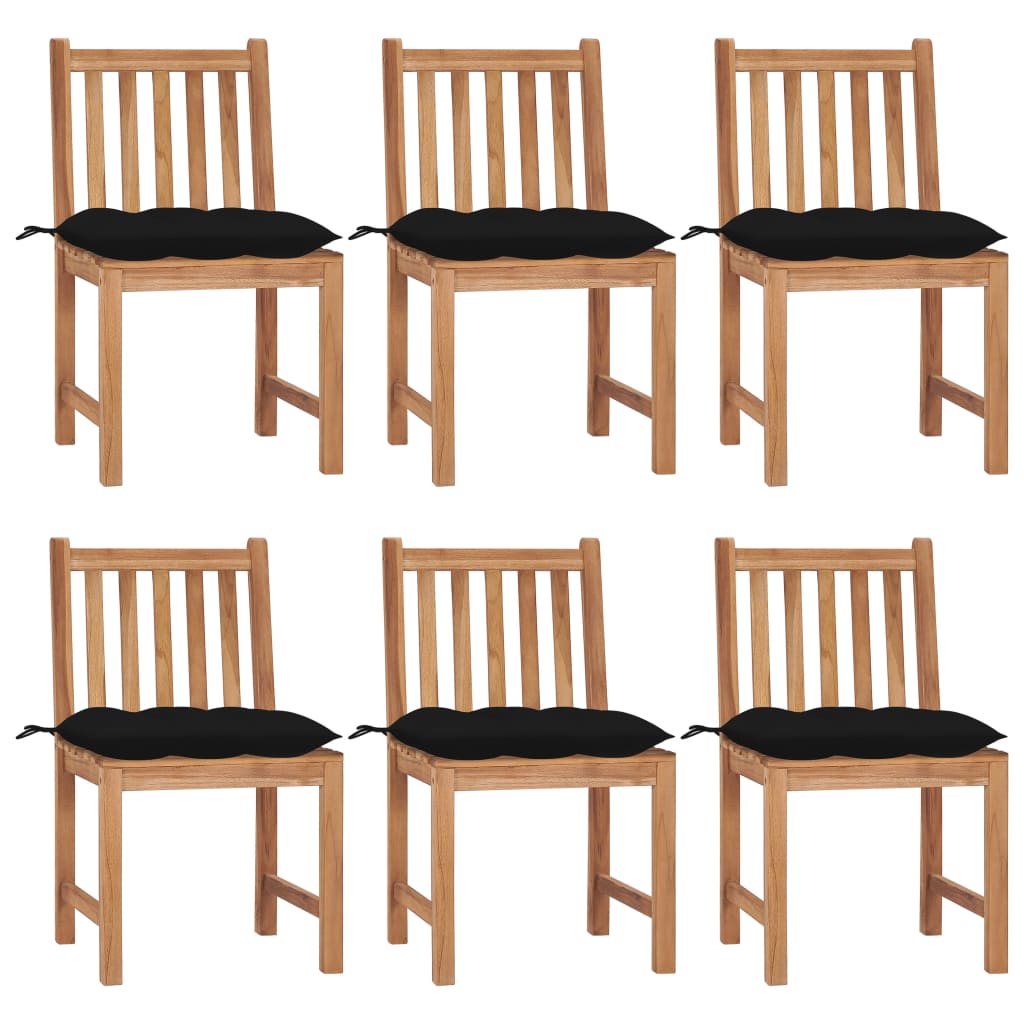 vidaXL Patio Chairs 6 pcs with Cushions Solid Teak Wood