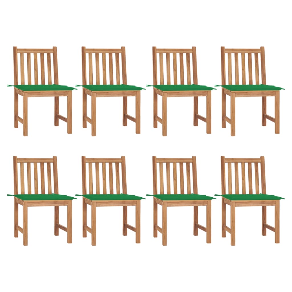 vidaXL Patio Chairs 8 pcs with Cushions Solid Teak Wood