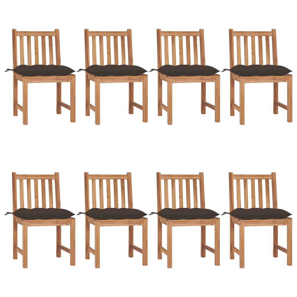 vidaXL Patio Chairs 8 pcs with Cushions Solid Teak Wood