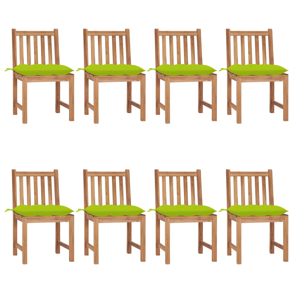 vidaXL Patio Chairs 8 pcs with Cushions Solid Teak Wood