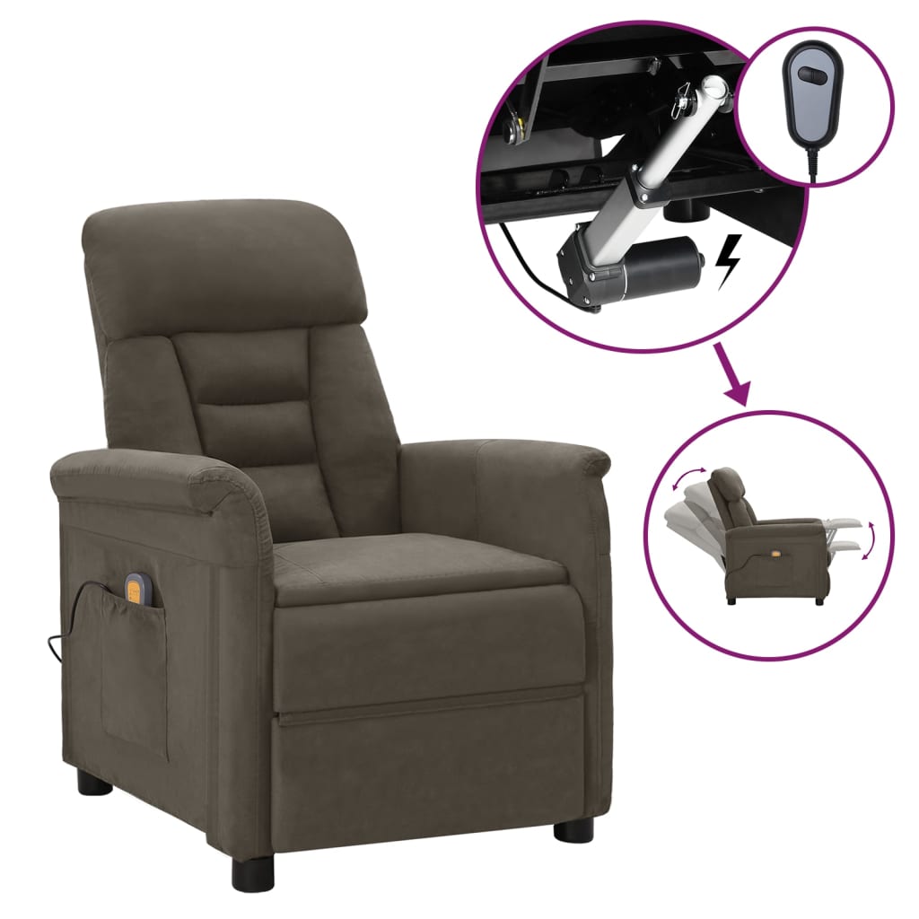 vidaXL Electric Massage Recliner Dark Gray Faux Leather