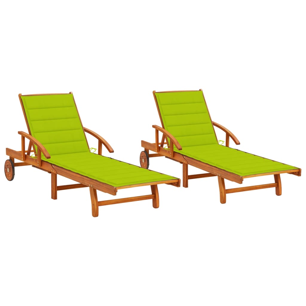 vidaXL Sun Loungers 2 pcs with Cushions Solid Acacia Wood