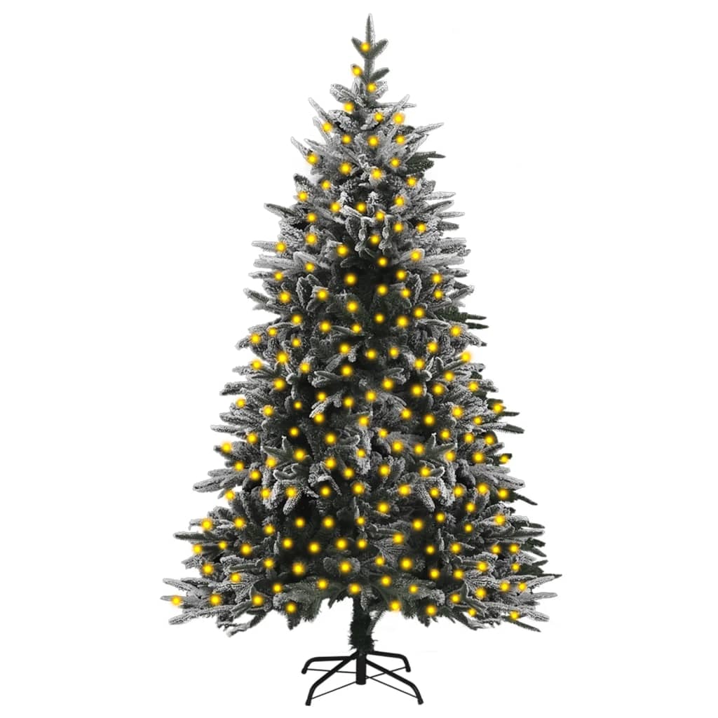 vidaXL Artificial Pre-lit Christmas Tree with Flocked Snow 82.7" PVC&PE