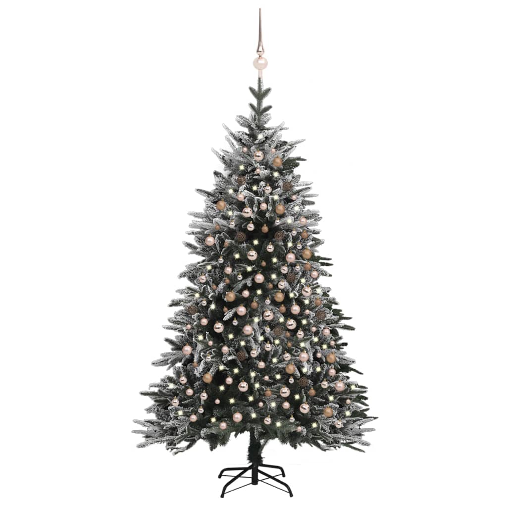 vidaXL Artificial Christmas Tree LED&Ball Set&Flocked Snow 94.5" PVC&PE