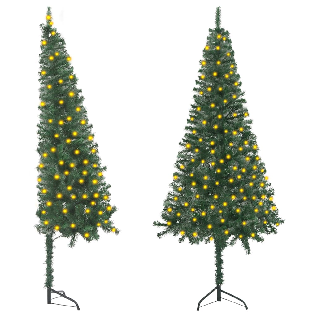 vidaXL Corner Artificial Pre-lit Christmas Tree Green 82.7" PVC