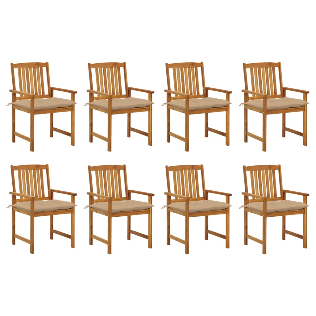 vidaXL Patio Chairs with Cushions 8 pcs Solid Acacia Wood