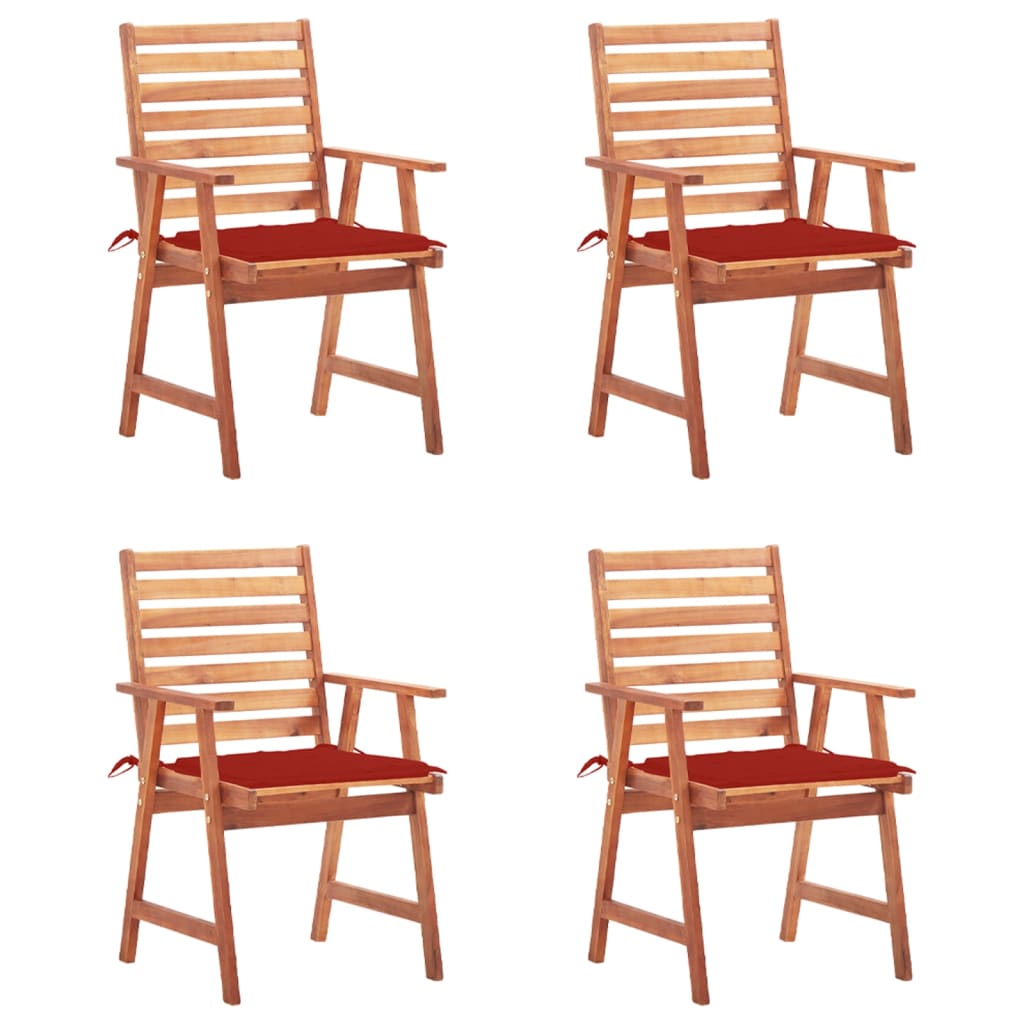 vidaXL Patio Dining Chairs 4 pcs with Cushions Solid Acacia Wood