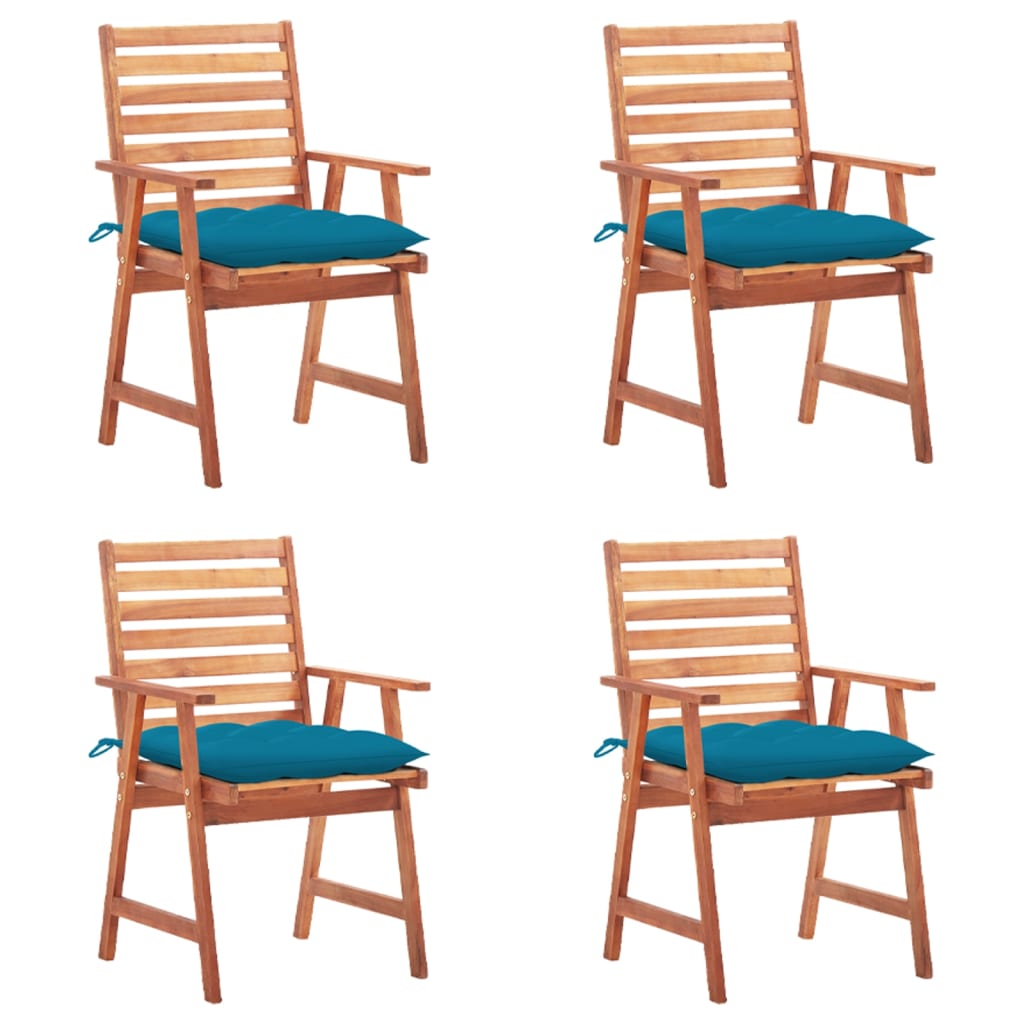 vidaXL Patio Dining Chairs 4 pcs with Cushions Solid Acacia Wood