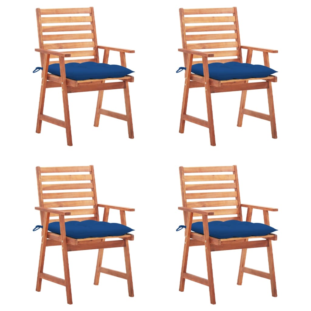 vidaXL Patio Dining Chairs 4 pcs with Cushions Solid Acacia Wood