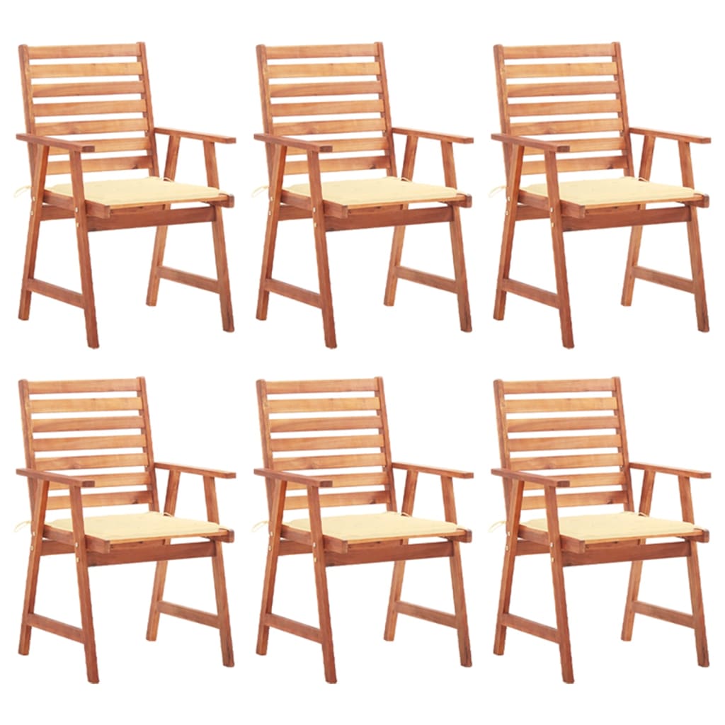 vidaXL Patio Dining Chairs 6 pcs with Cushions Solid Acacia Wood