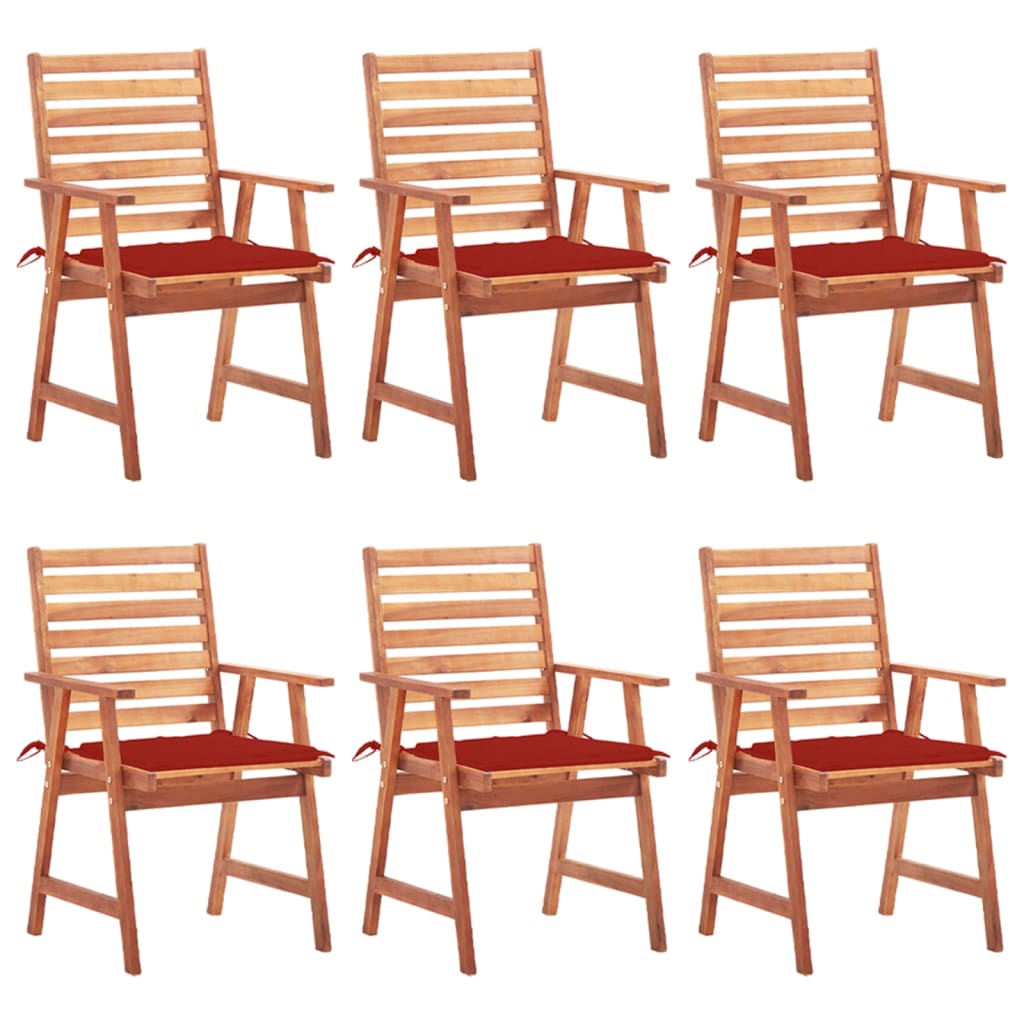 vidaXL Patio Dining Chairs 6 pcs with Cushions Solid Acacia Wood