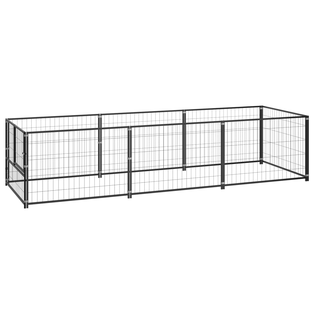 vidaXL Dog Kennel Black 32.3 ft2 Steel