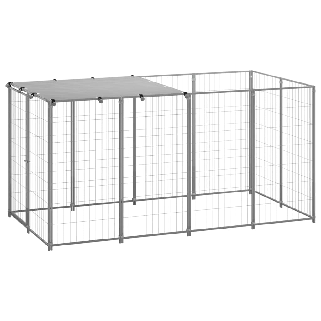 vidaXL Dog Kennel Silver 26 ft2 Steel