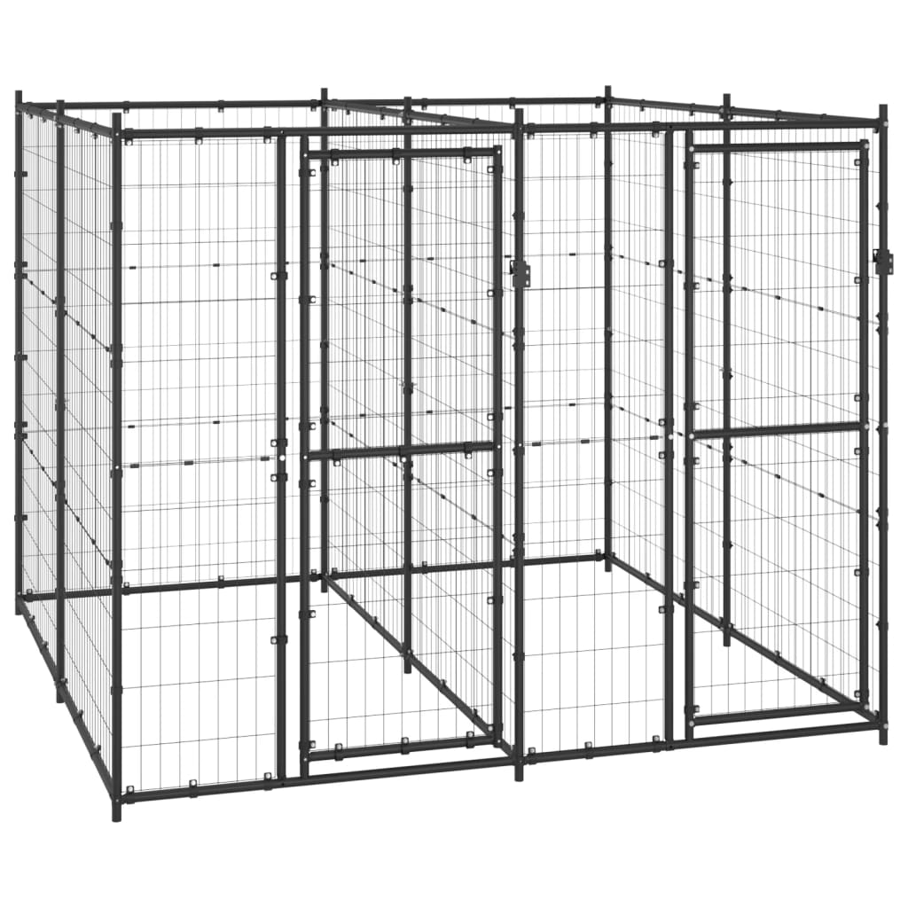 vidaXL Outdoor Dog Kennel Steel 52.1 ft2