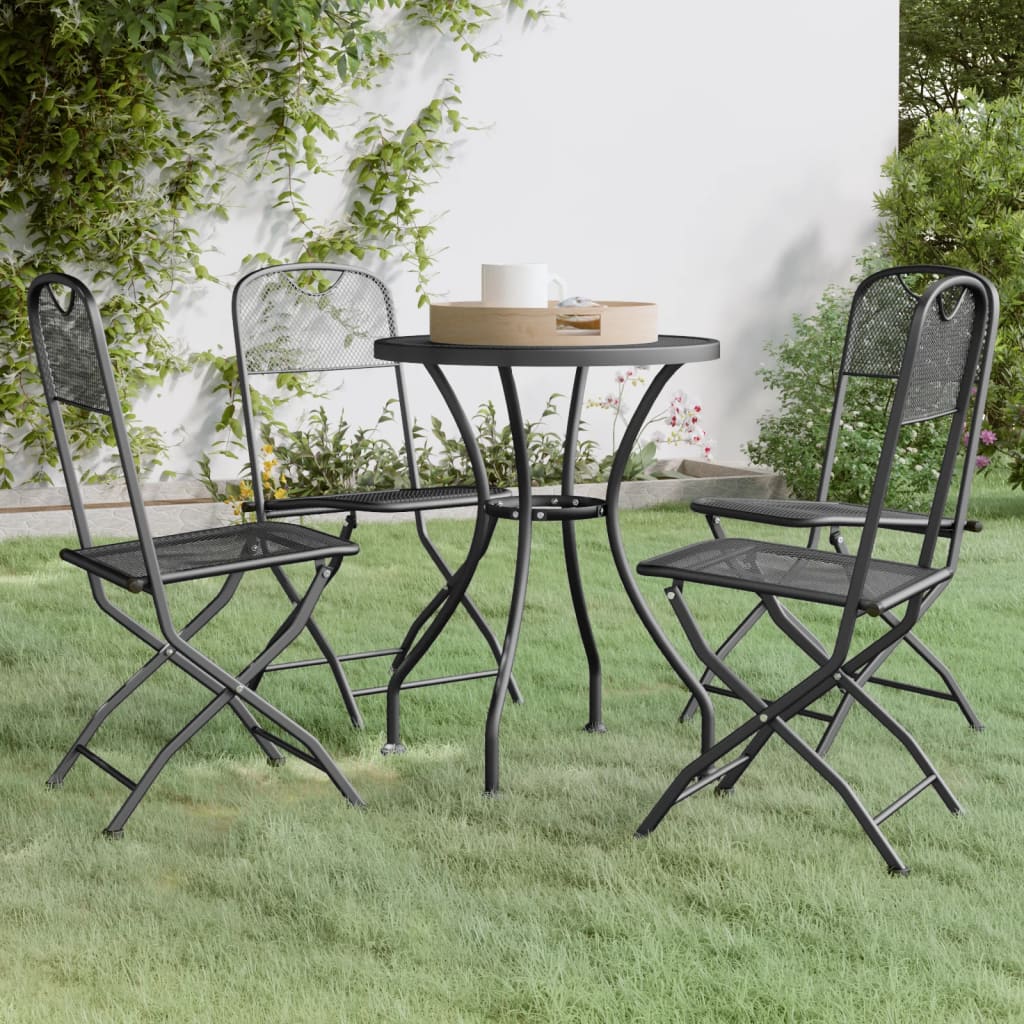 vidaXL 5 Piece Patio Dining Set Expanded Metal Mesh Anthracite