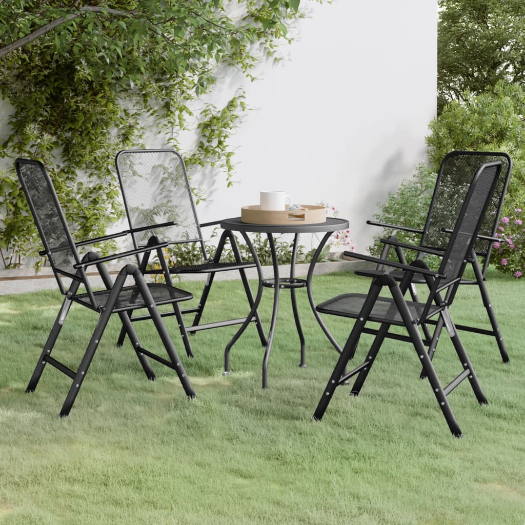 vidaXL 5 Piece Patio Dining Set Expanded Metal Mesh Anthracite