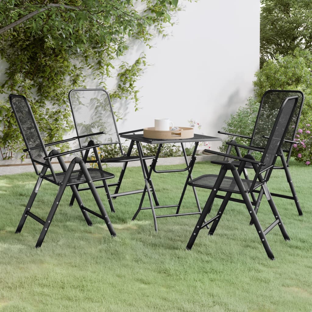 vidaXL 5 Piece Patio Dining Set Expanded Metal Mesh Anthracite