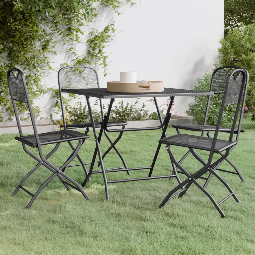 vidaXL 5 Piece Patio Dining Set Expanded Metal Mesh Anthracite