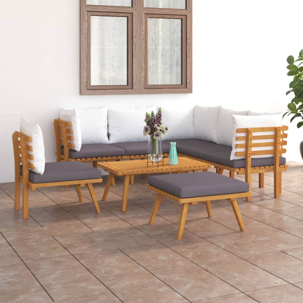 vidaXL 8 Piece Patio Lounge Set with Cushions Solid Acacia Wood