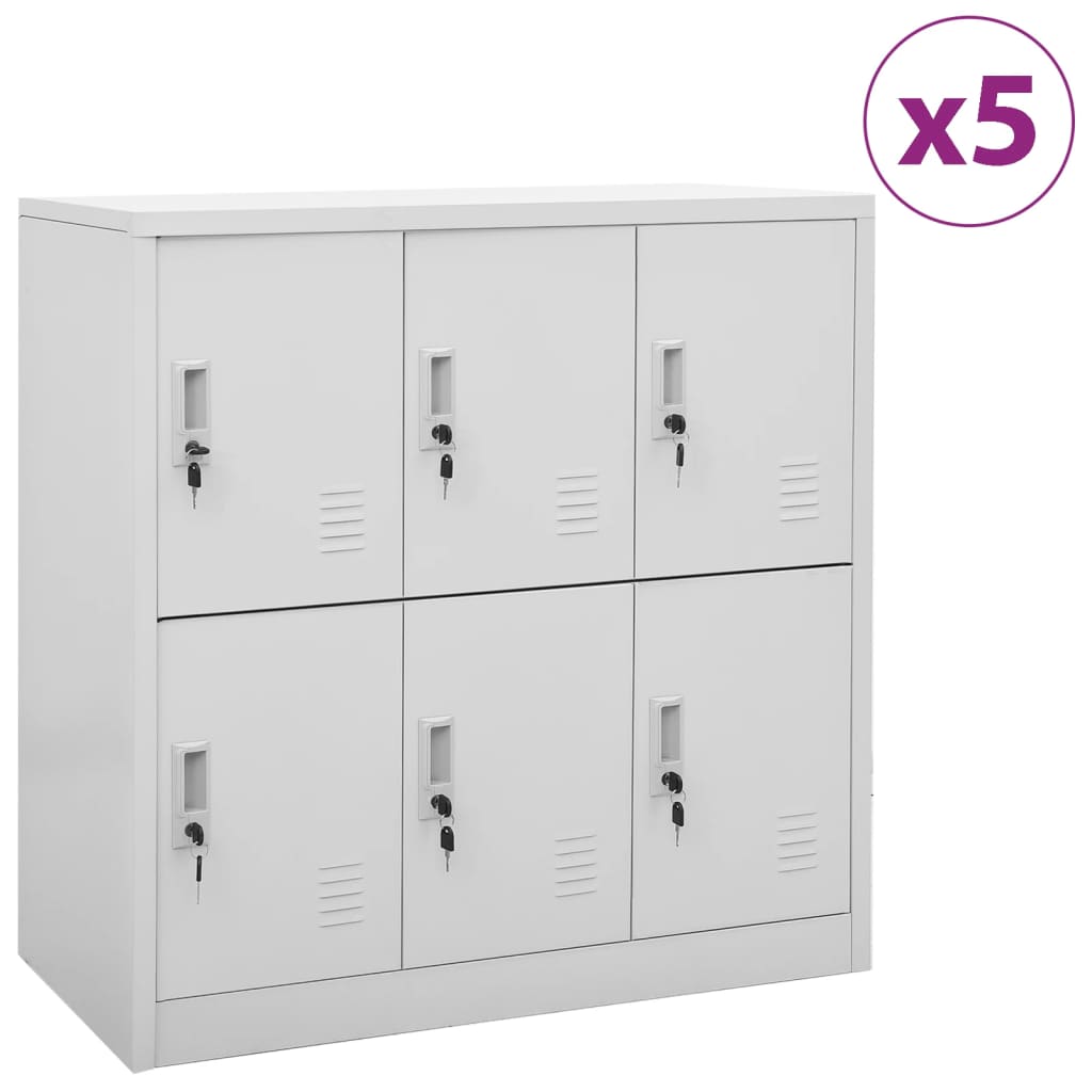 vidaXL Locker Cabinets 5 pcs Light Gray 35.4"x17.7"x36.4" Steel