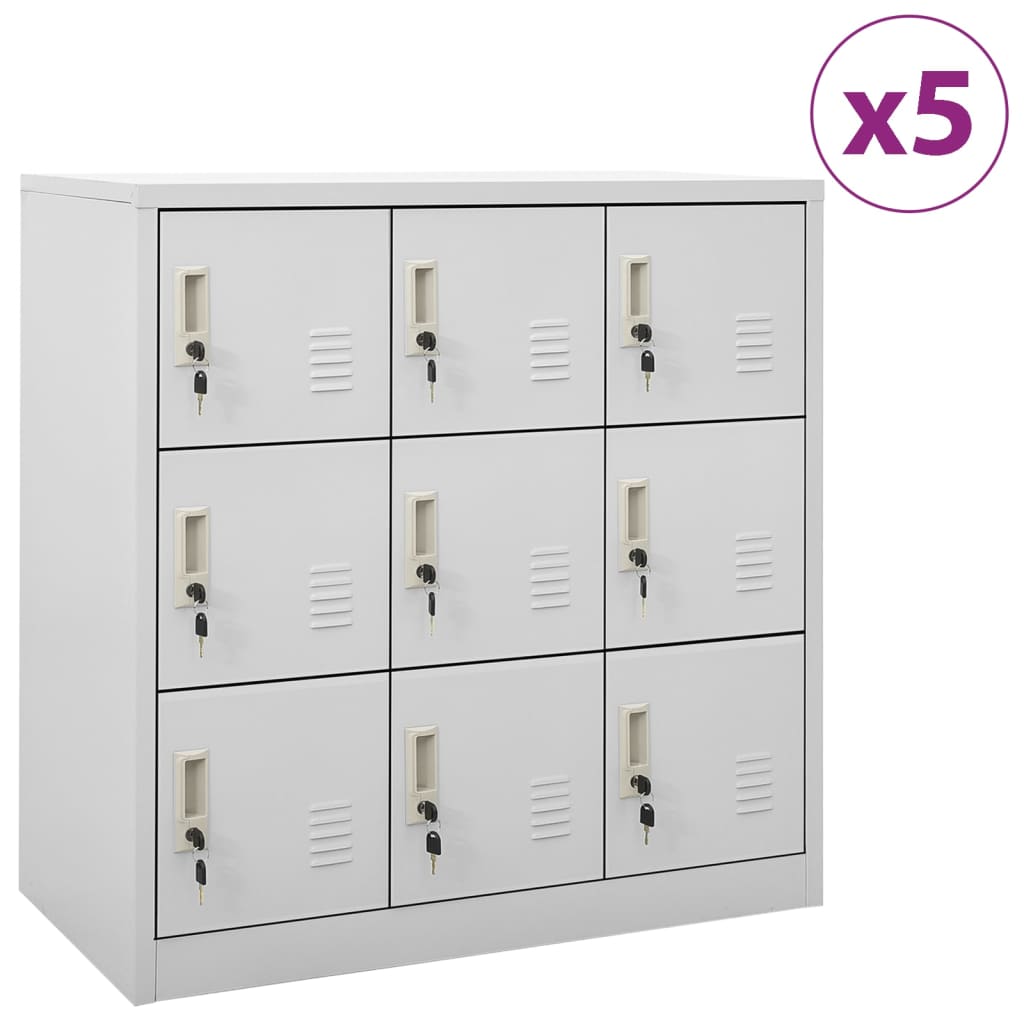 vidaXL Locker Cabinets 5 pcs Light Gray 35.4"x17.7"x36.4" Steel