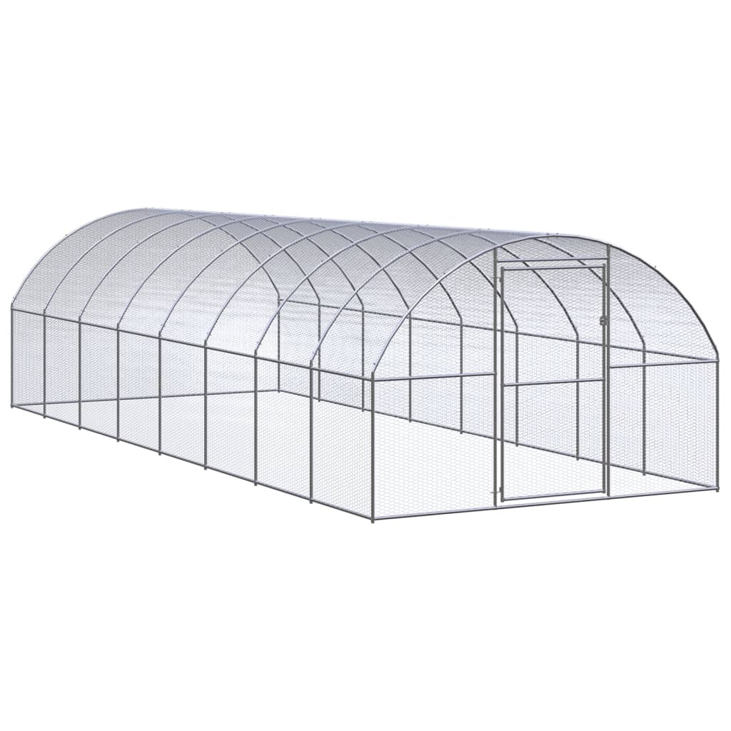 vidaXL Outdoor Chicken Coop 9.8'x26.2'x6.6' Galvanized Steel