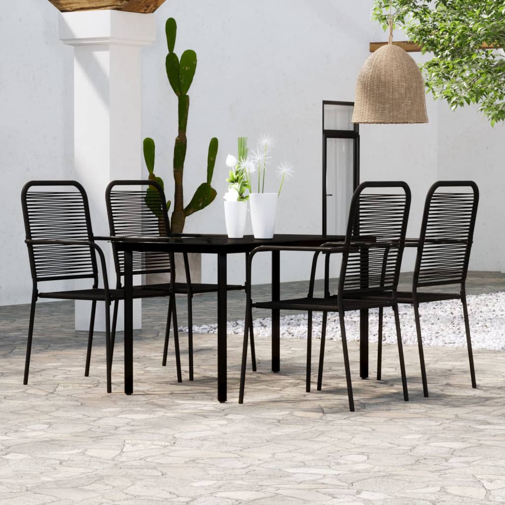 vidaXL 5 Piece Patio Dining Set Black