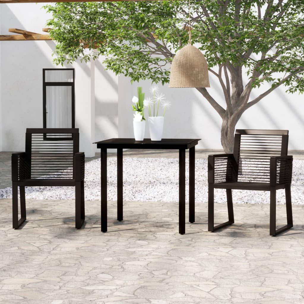 vidaXL 3 Piece Patio Dining Set Black