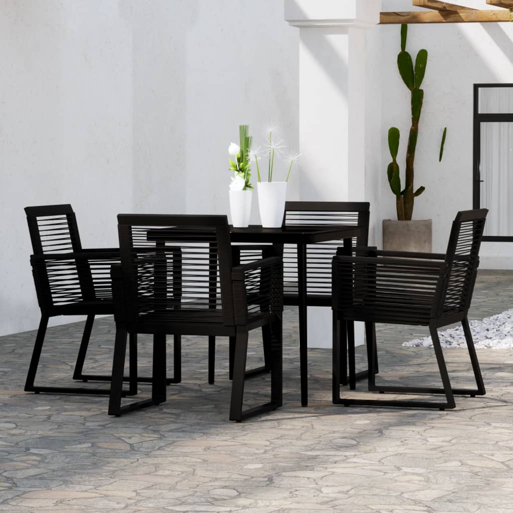 vidaXL 5 Piece Patio Dining Set Black