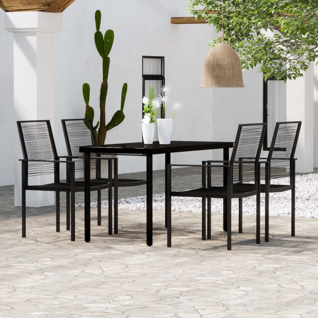 vidaXL 5 Piece Patio Dining Set Black