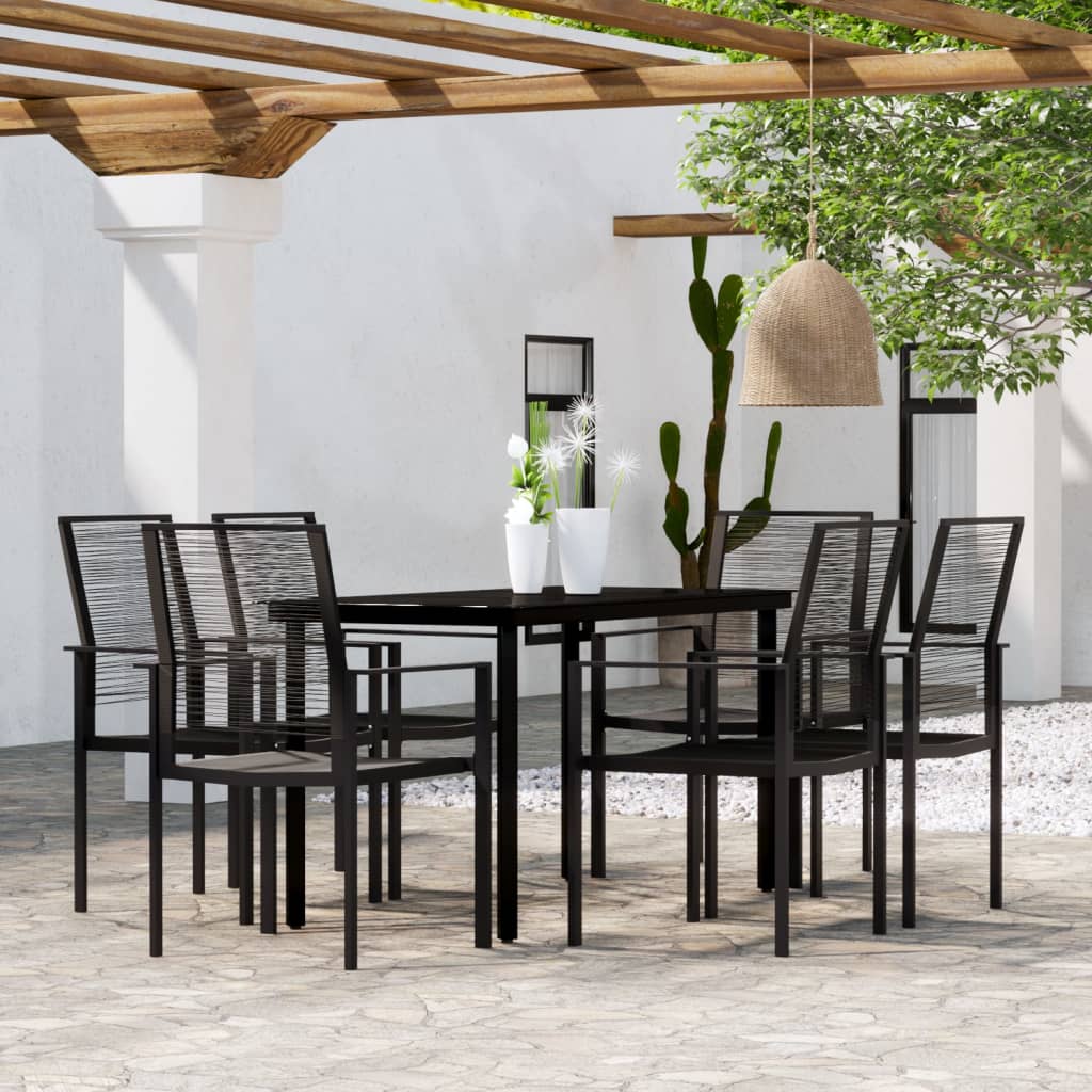 vidaXL 7 Piece Patio Dining Set Black