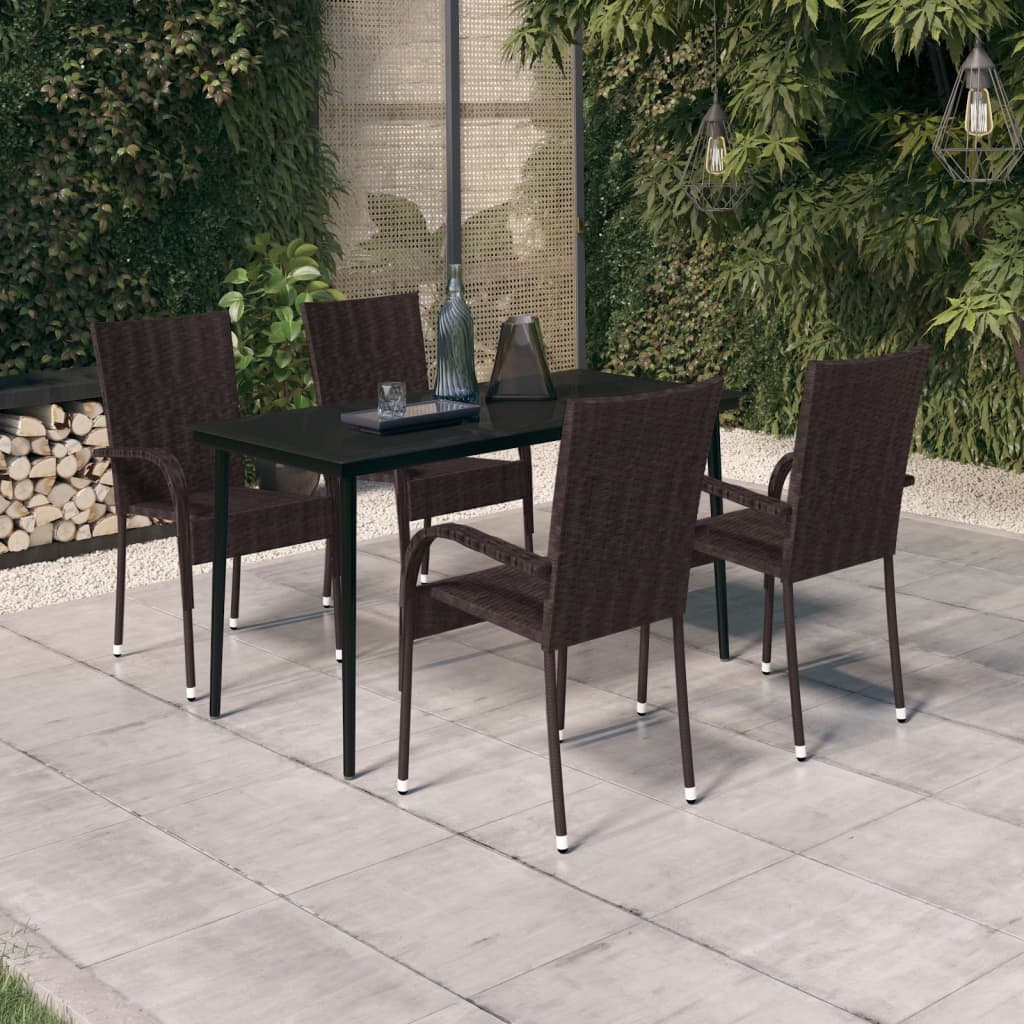 vidaXL 5 Piece Patio Dining Set Brown and Black