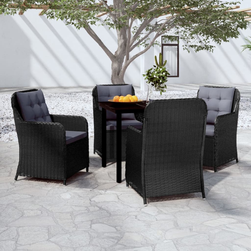 vidaXL 5 Piece Patio Dining Set Black