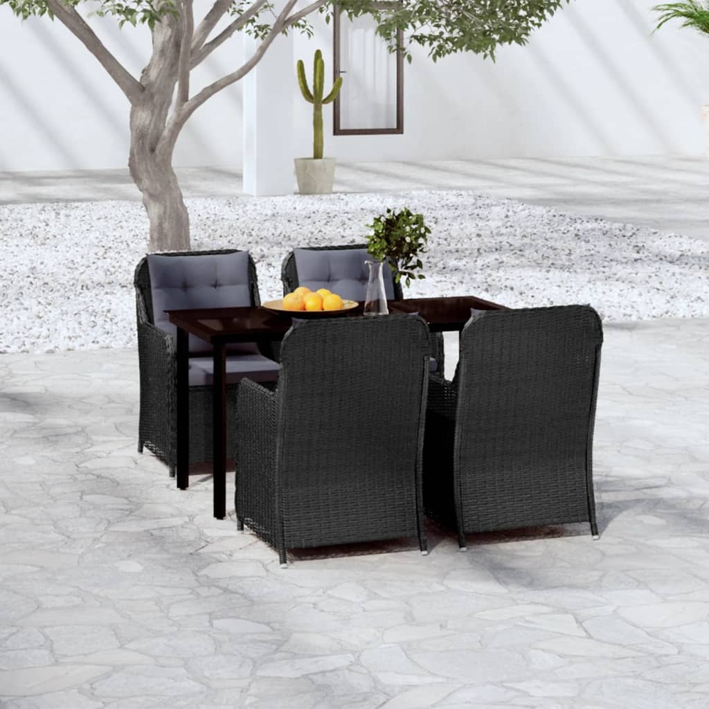 vidaXL 5 Piece Patio Dining Set Black