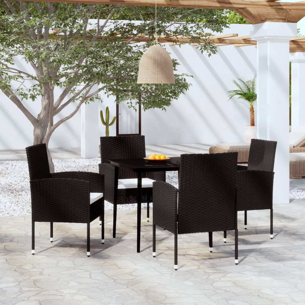 vidaXL 5 Piece Patio Dining Set Black