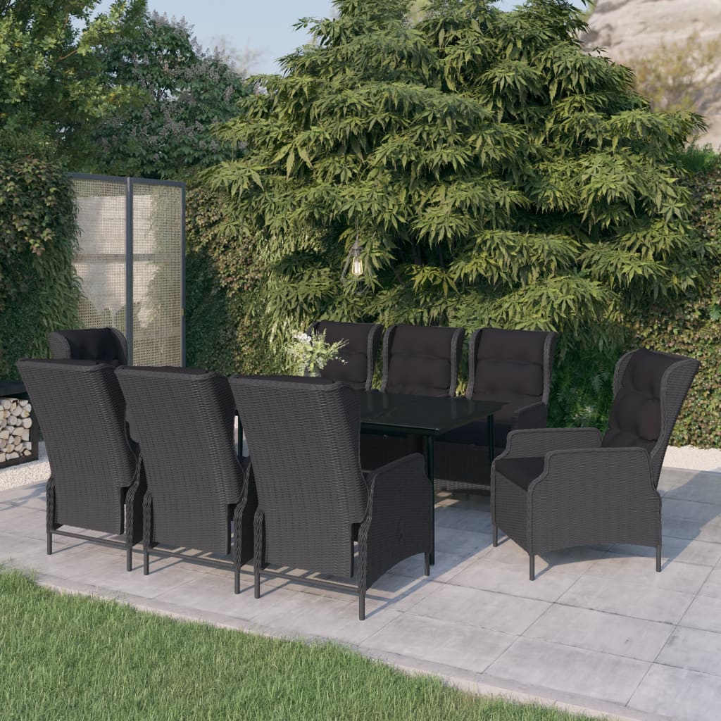 vidaXL 9 Piece Patio Dining Set Dark Gray