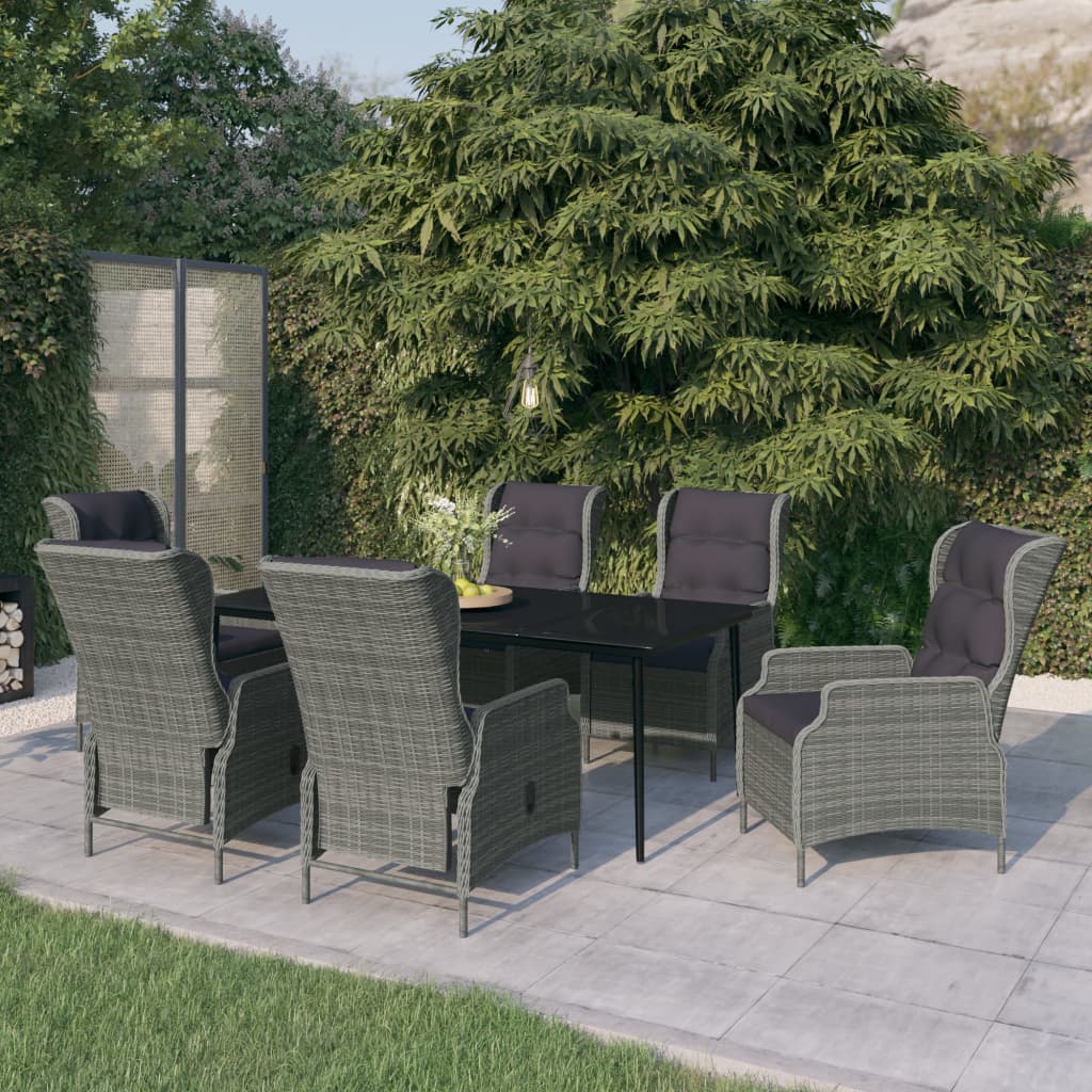 vidaXL 7 Piece Patio Dining Set Light Gray