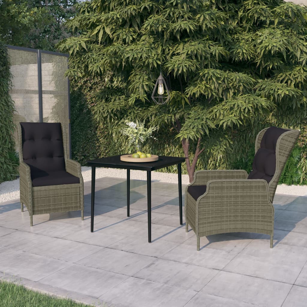 vidaXL 3 Piece Patio Dining Set Brown