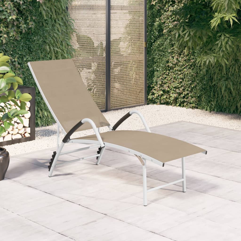 vidaXL Sun Lounger Textilene and Aluminum Cream