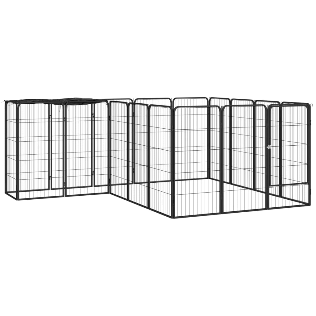 vidaXL 18-Panel Dog Playpen Black 19.7"x39.4" Powder-coated Steel