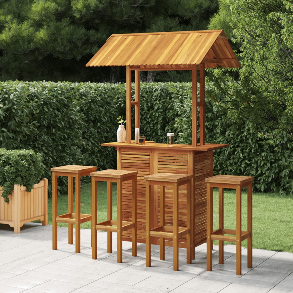 vidaXL 5 Piece Patio Bar Set Solid Wood Acacia