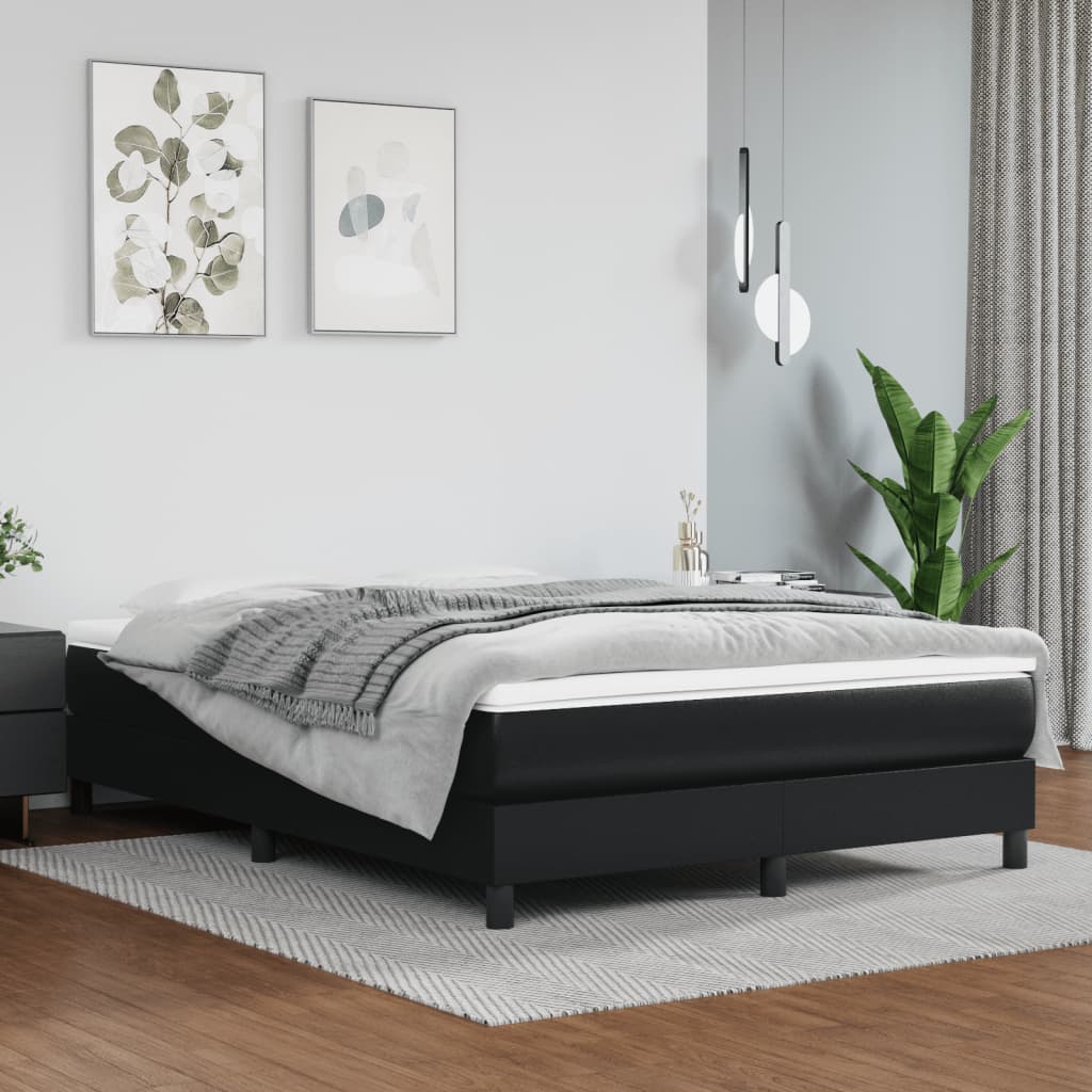 vidaXL Box Spring Bed Frame Black 53.9"x74.8" Full Faux Leather